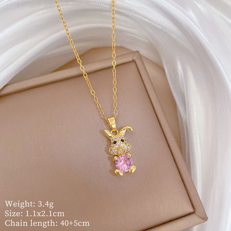 【 Titanium Steel 】 Necklace Earring Light Luxury Curved Rabbit Full Diamond Personalized Temperament Banquet Earrings_ipsvogv.com