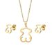 Women's Jewelry Set Fashion Gold Stainless Steel Necklace Set Love Hollow Glossy Pendant Necklace, Earrings, Clavicle Chain Jewelry Small Set_ipsvogv.com