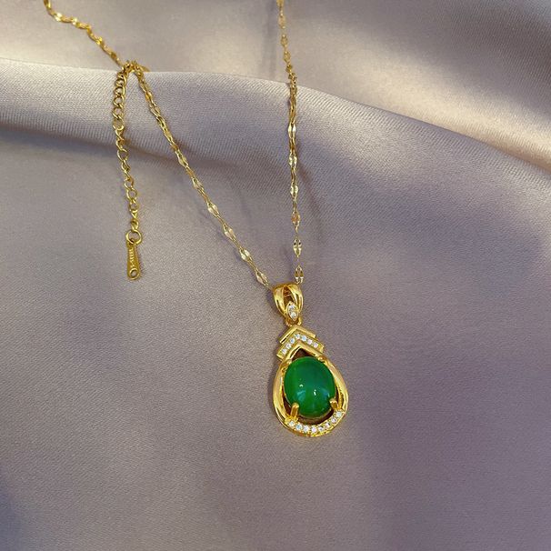 Water 【 】 Drop Sensation Warm Stone Light Luxury Charm Gorgeous Full Diamond Necklace Women's Versatile Clavicle 【 】_ipsvogv.com