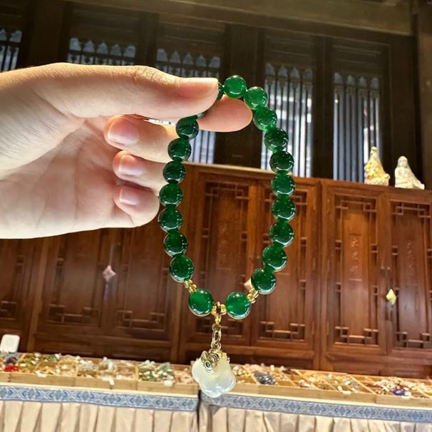 Natural Green Agate Bracelet With Auspicious Clouds, Lucky Jade, Chinese Bracelet, Best Friend, Buddha Style Gift,_ipsvogv.com