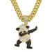 New diamond inlaid cute dancing panda alloy pendant necklace, hip-hop exaggerated and cool clothing accessories_ipsvogv.com