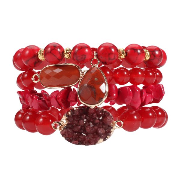 Gravel Round Bead Bracelet Hand String Female Red Set Elastic Bead Adjustable_ipsvogv.com