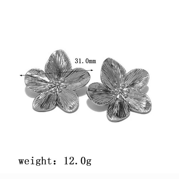 French Court Style Matte Gold Stainless Steel Flower Metal With Advanced Design Sense And Earrings_ipsvogv.com