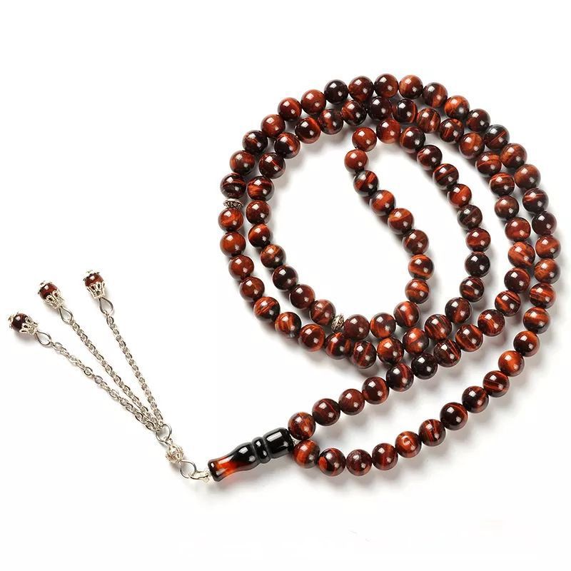 Natural 8mm Hand Held 99 Muslim Prayer Beads Bracelet DIY Tassel Beads Handle Chain_ipsvogv.com