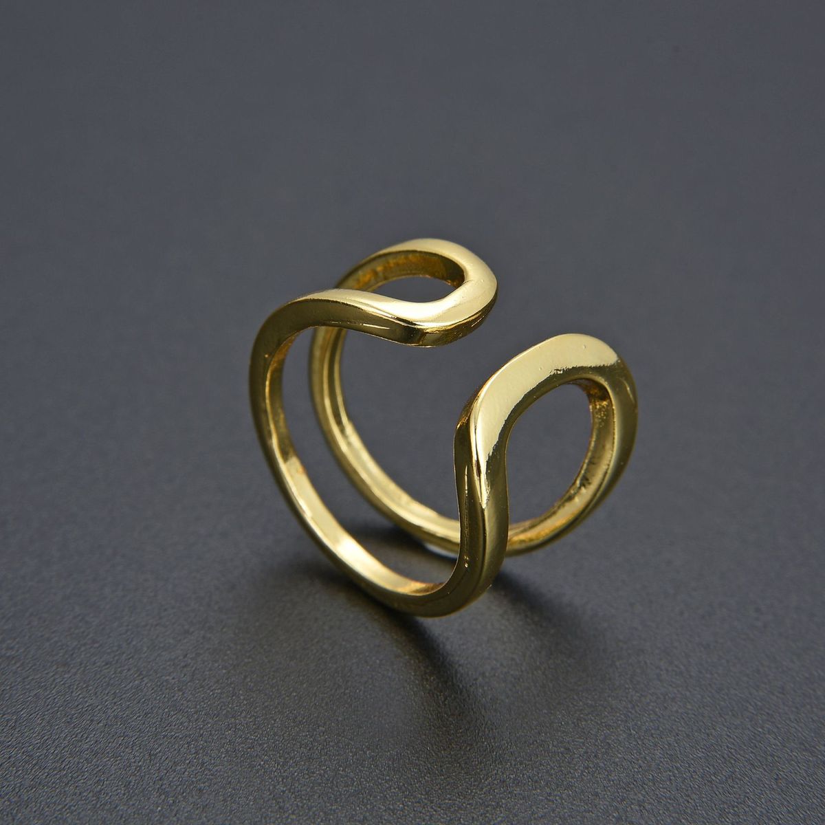 Unisex Jewelry Fashion Trendy Ins Style Double Layer Open Ring For Men And Women Gold And Silver Hand Jewelry Ring Adjustable Design_ipsvogv.com