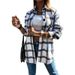 Women's Clothing plaid shirt autumn and winter new loose mid length woolen coat_ipsvogv.com