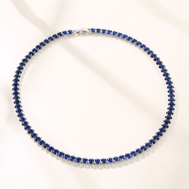 Kérastase Hip-Hop Copper Inlaid Zircon Row Necklace INS Tennis Chain Multiple Specifications Oval 4*6 Colorful_ipsvogv.com