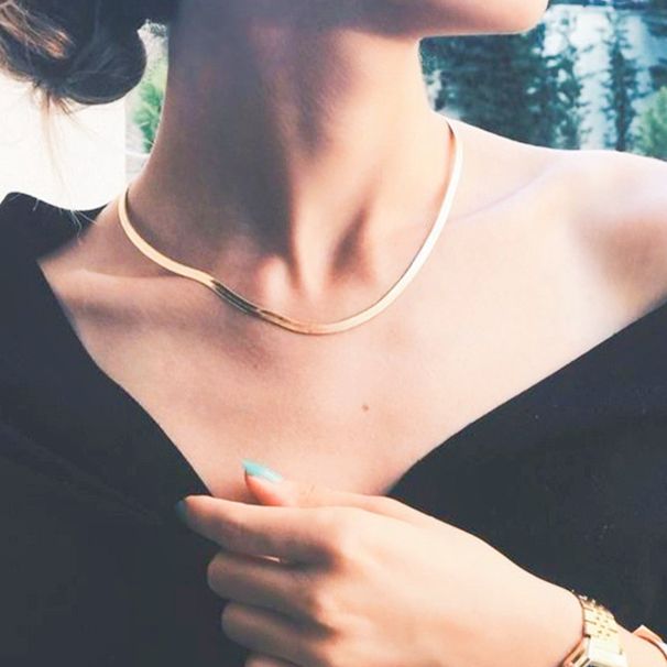 Spot simple choker snake bone short necklace cold style multi layer stacking clavicle chain blade chain_ipsvogv.com