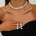 Women’s Jewelry Set Fashion Rhinestone Pearl Bridal Necklace Bracelet Three Piece Jewelry Fashion Full Diamond Earrings Exaggerated_ipsvogv.com