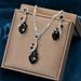 Women’s Jewelry Set Fashion Light Luxury Temperament Heart Shaped Crystal Rhinestone Set Necklace Earrings Full Diamond Jewelry Set Chain Female_ipsvogv.com