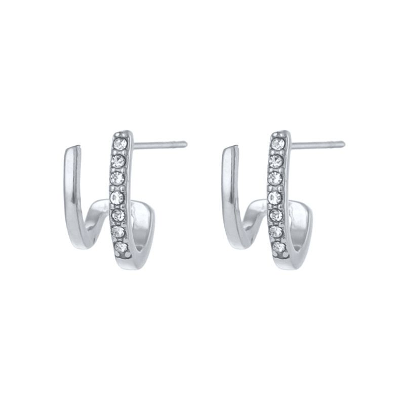 Women's Jewelry S925 Silver Needle Geometric Zircon Earrings Simple Lines Simple Niche Design Sense Net Temperament Earrings_ipsvogv.com