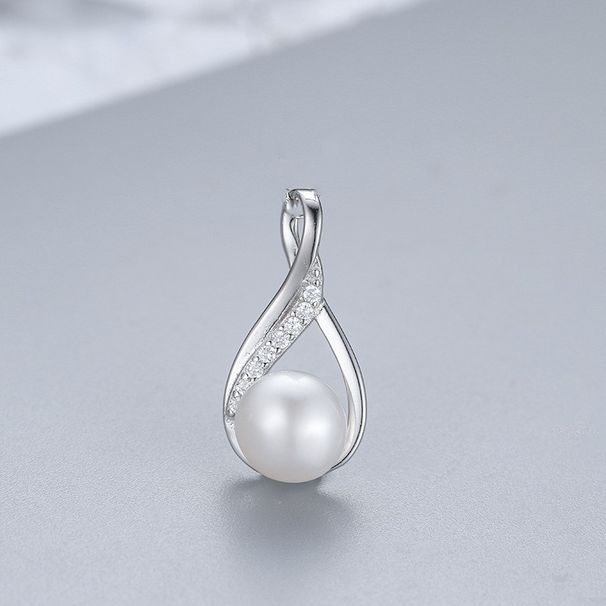 Women's Jewelry Set Fashion S925 Sterling Silver Geometric Freshwater Pearl Earrings Necklace Set Female Light Luxury Style Clavicle Chain Jewelry_ipsvogv.com