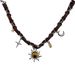 Unisex Maillard Brown Blazing Sun Star Necklace Men And Women Niche Design Retro Hot Girl Leather Stitching Necklace Trend_ipsvogv.com