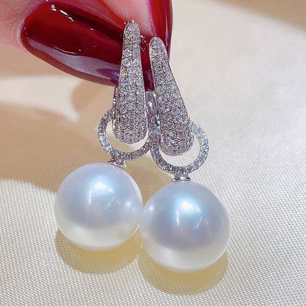 Fashion light luxury atmosphere elegant women's earrings delicate two wear pearl zircon ear buckle_ipsvogv.com