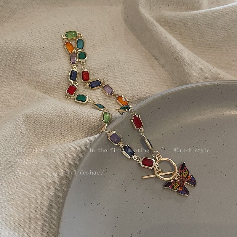 1705 Positive Reviews Zircon Butterfly ! Colored Necklace For Women, Light Luxury, Niche Design, Internet Celebrity,_ipsvogv.com