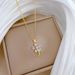 【 】 Green Leaf Five Petal Flower Light Luxury Charm Gorgeous Full Diamond Necklace Women's Versatile Clavicle Chain_ipsvogv.com