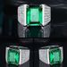 Korean Version Of Natural Emerald For Men, Fully Plated With Diamond, Green Zircon, And Colored Gemstone, Open Ring_ipsvogv.com