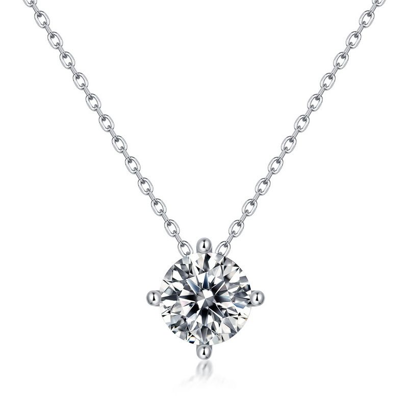 new Moissanite Pendant Female S925 Silver Four Claw Inlaid Moissanite Clavicle Chain Simple Fashion All Match_ipsvogv.com