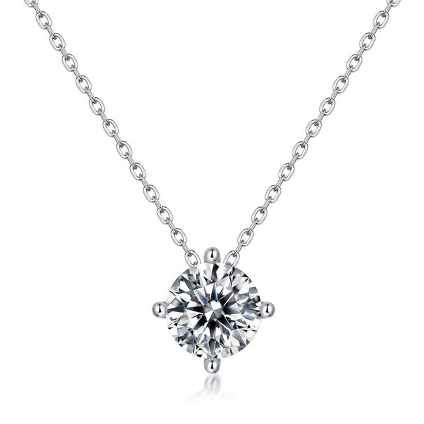 new Moissanite Pendant Female S925 Silver Four Claw Inlaid Moissanite Clavicle Chain Simple Fashion All Match_ipsvogv.com
