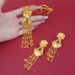 Hollow Flower Design Necklace Earrings Jewelry Ethiopian Tassel Set_ipsvogv.com