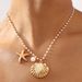 N12010 new ocean series pearl necklace, light luxury French high-end feeling, starfish shell collarbone chain_ipsvogv.com