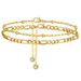 Anklets New Double Layer Anklets Simple And Fashionable Cuban Chain Rice Bead Chain Layered Ankle Chain Foot Ornaments_ipsvogv.com