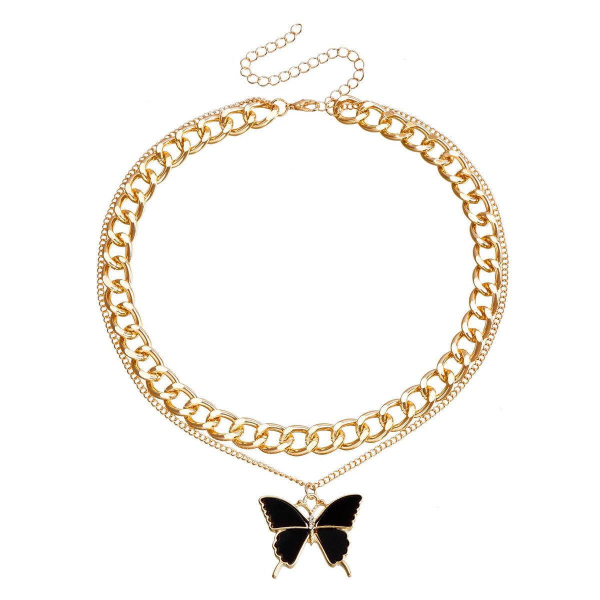 Designer double layer fashion white butterfly necklace feminine metal sweater chain_ipsvogv.com