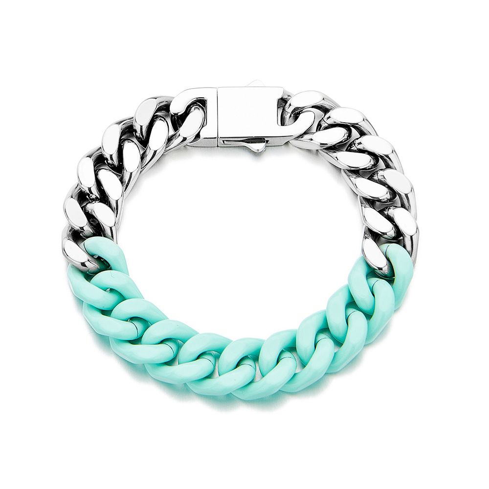 Men's Jewelry Trendy Paint Color Matching Bracelet Stainless Steel Cuban Bracelet Jewelry Niche Hip Hop Titanium Steel_ipsvogv.com
