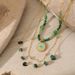 Turquoise Stone Beaded Necklace - Gold Plated Stainless Steel Clavicle Chain_ipsvogv.com