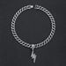 Unisex Trendy Men's Cool Full Diamond Lightning Pendant Necklace Hip Hop Style Street Dance Rap Wear Cuban Chain Necklace_ipsvogv.com