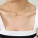 Minimalist Freshwater Pearls Combines Brass Lentil Beads For Women, Dainty Layering Jewelry,Adjustable Clavicle Necklace_ipsvogv.com