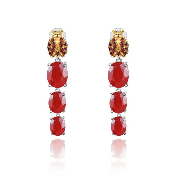 Designer Style Personalized Red Agate Earrings Insect Design High Grade S925 Silver Natural Gemstone Earrings_ipsvogv.com