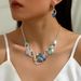 Hot selling new round drip oil necklace earring set with high-end earrings and irregular design collarbone chain_ipsvogv.com