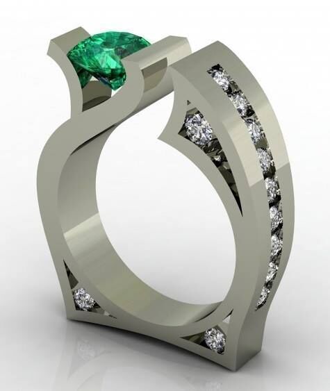 new Modern Emerald With Micro Inlaid Simulation Engagement Ring For Women_ipsvogv.com
