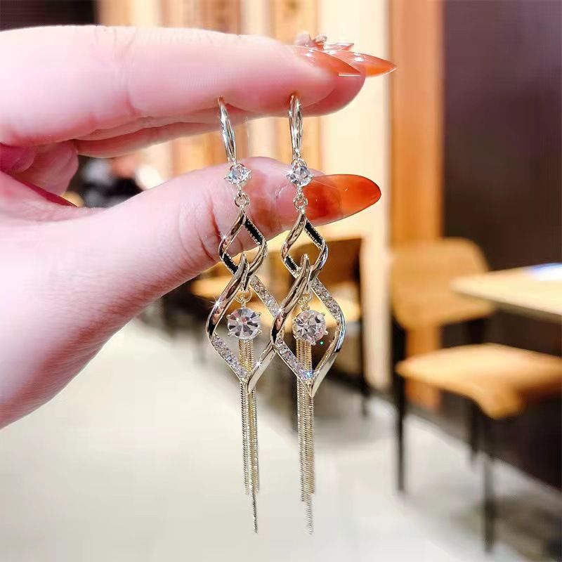 Women's Earrings Earrings for women long diamond fringe earrings earrings drop temperament ear hook personality niche_ipsvogv.com