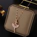 version of the ballet girl necklace design rose gold titanium steel lip chain collarbone chain temperament personality trend beautiful_ipsvogv.com