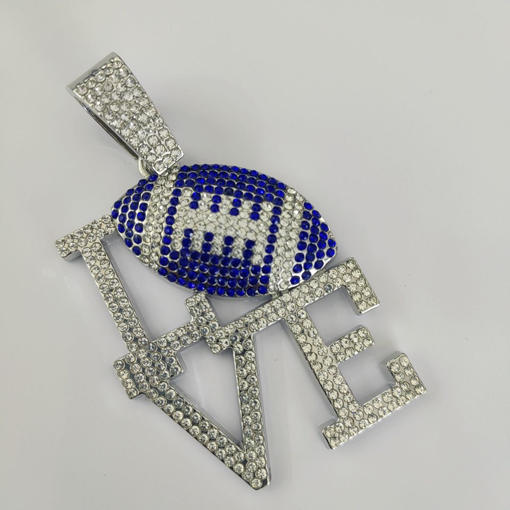 Fashionable Diamond LOVE Rugby Alloy Pendant, Hip-hop Men's Necklace, Personalized And Colorful_ipsvogv.com