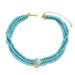 French Fashion Retro Geometric Beaded Necklace Simple Turquoise Multi Layer Design Long Chain Alloy Clavicle Chain_ipsvogv.com