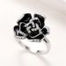 Cao Shi's Elegant Enamel Women's Zircon With Unique Black Rose Blossoms Handmade Dripped Adhesive Ring For Women_ipsvogv.com