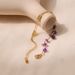 Purple natural crystal gravel splicing design luck beads ball chain K real gold plated bracelet_ipsvogv.com