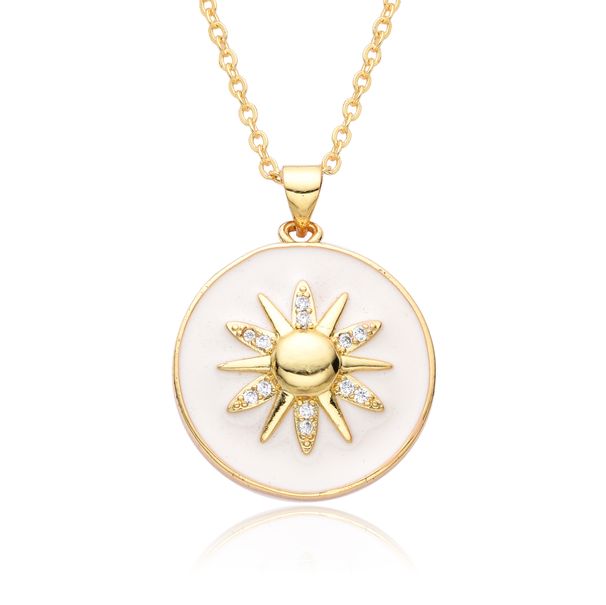 Sun Drop Pendant Necklace - Round Oil-Inlaid Clavicle Chain, Fashion Jewelry For Women, Versatile & Stylish Statement Piece_ipsvogv.com