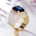 Hot hip hop division gold bully square sapphire big man ring_ipsvogv.com