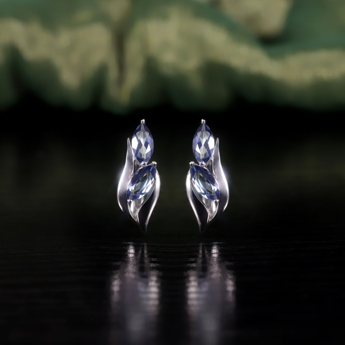 Leaf Arc Natural Topaz Earrings S925 Sterling Silver Inlaid Crystal Small Exquisite Earrings For Women_ipsvogv.com