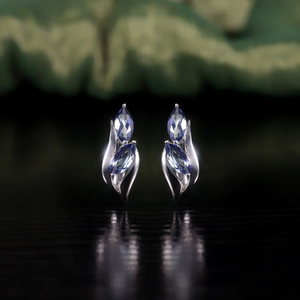 Leaf Arc Natural Topaz Earrings S925 Sterling Silver Inlaid Crystal Small Exquisite Earrings For Women_ipsvogv.com