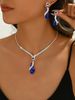 Hot Selling Water Drop Geometric Crystal Necklace Earrings Two-Piece Set Jewelry For Women_ipsvogv.com
