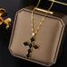 New Copper Micro-inlaid Zircon Necklace Multicolor Cross Pendant Hip Hop Necklace Clavicle Chain_ipsvogv.com