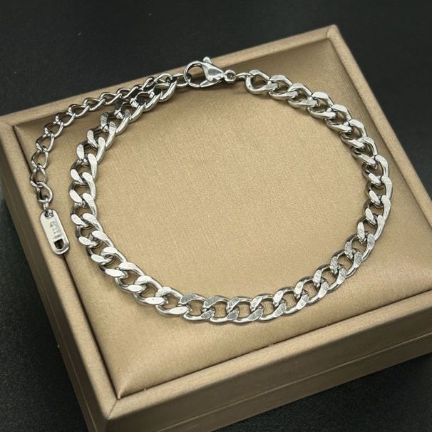 Men's Titanium Steel Six-Sided Polished Cuban Simple Personality Jewelry Trendy Bracelet_ipsvogv.com