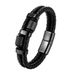 Punk woven stainless steel charm men's leather rope bracelet jewelry_ipsvogv.com