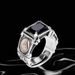 ring, Inlaid With Vintage Men's Trendy Black Stone, Men's Personalized And Fashionable Punk Ring , Stone,_ipsvogv.com