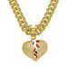 Hip hop style diamond shattered red heart pendant men's Cuban personalized collarbone chain hoodie necklace_ipsvogv.com